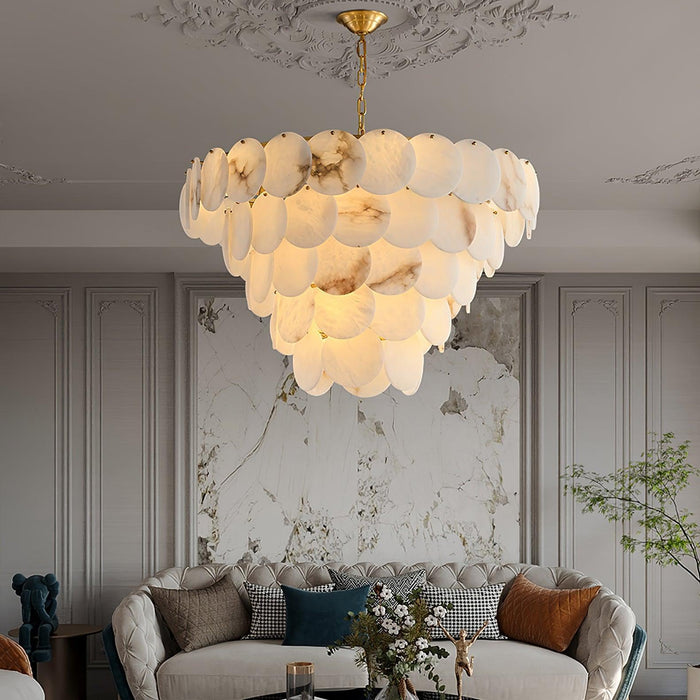 Alabaster Shell Brass Chandelier - DWHOME