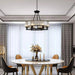 Alis 6 Lights Round Black Frame Crystal Pendant Chandelier - DWHOME