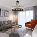 Alis 6 Lights Round Black Frame Crystal Pendant Chandelier - DWHOME