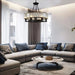 Alis 6 Lights Round Black Frame Crystal Pendant Chandelier - DWHOME