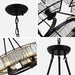 Alis 6 Lights Round Black Frame Crystal Pendant Chandelier - DWHOME