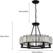 Alis 6 Lights Round Black Frame Crystal Pendant Chandelier - DWHOME