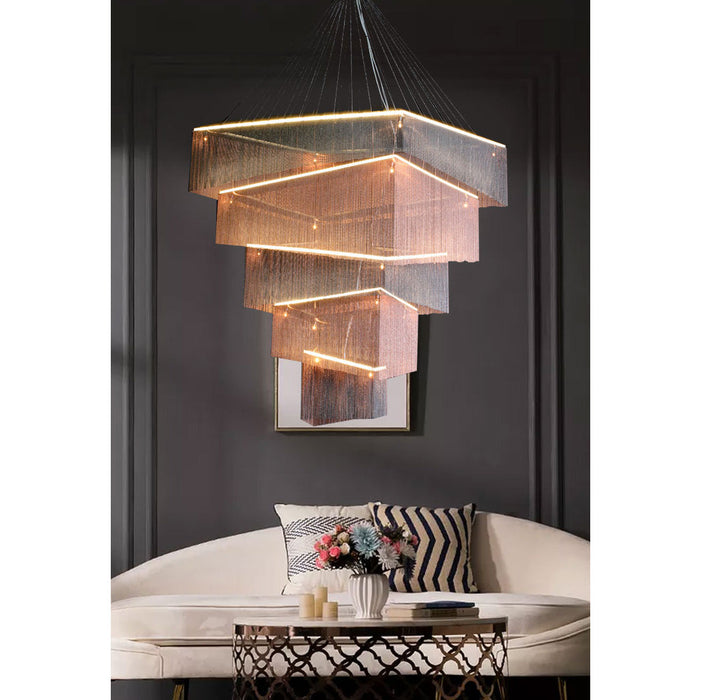Aluminum Chain Tassel Chandelier-DWHOME