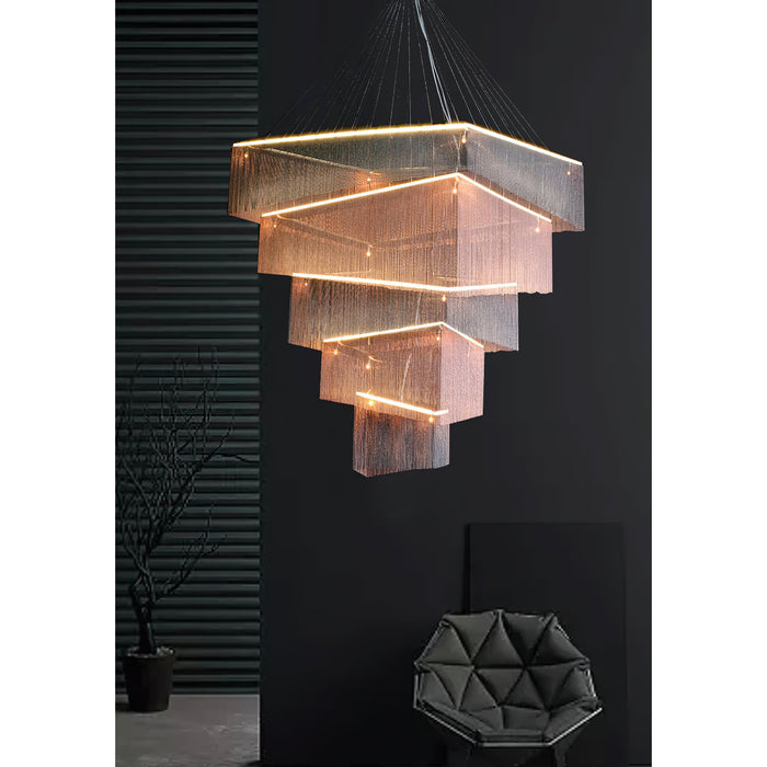 Aluminum Chain Tassel Chandelier-DWHOME