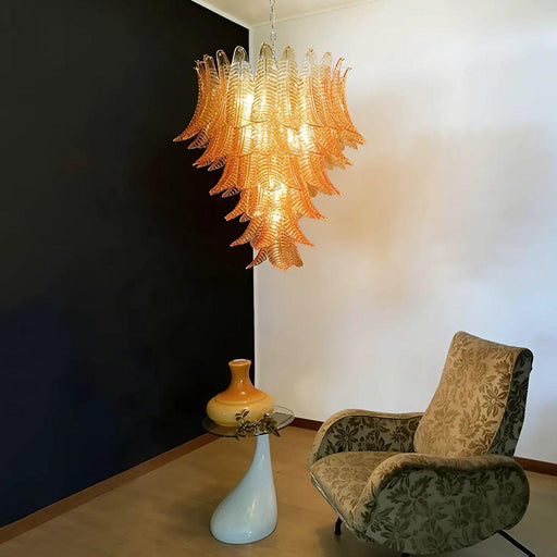 Amber Leaf Cascade Chandelier-DWHOME