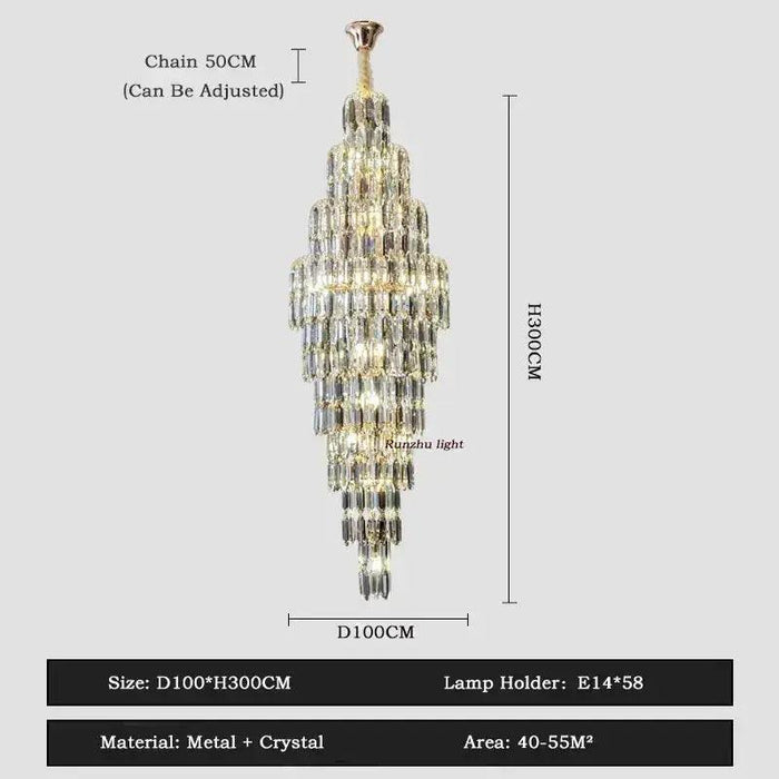 Anita Luxury Crystal Staircase Long Chandelier - DWHOME