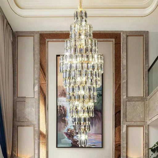 Anita Luxury Crystal Staircase Long Chandelier-DWHOME