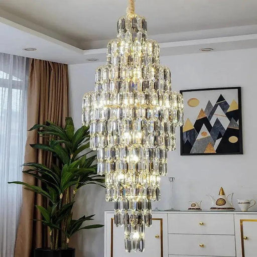 Anita Luxury Crystal Staircase Long Chandelier-DWHOME