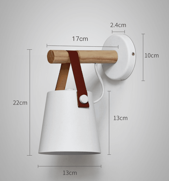 Nora Leather strap wooden scandi wall Light - DWHOME