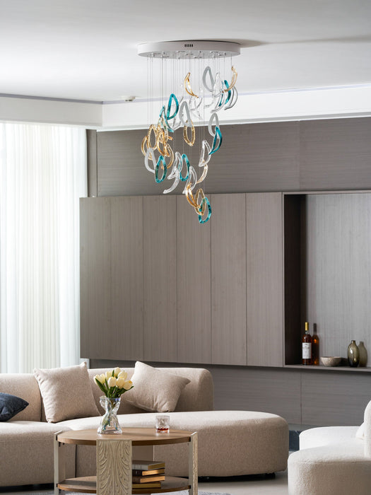 Aqua Ripple Glass Art Customize Chandelier - Vakkerlight
