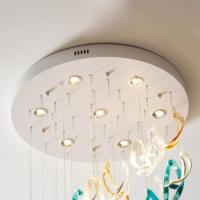 Aqua Ripple Glass Art Customize Chandelier - Vakkerlight