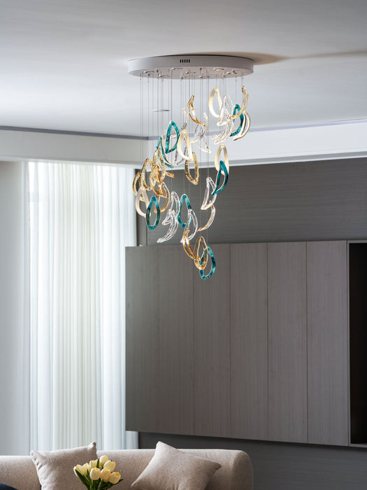 Aqua Ripple Glass Art Customize Chandelier - Vakkerlight