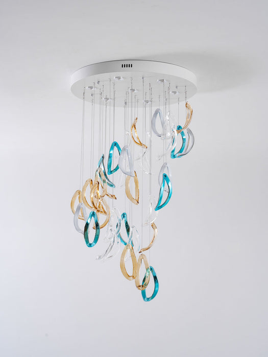 Aqua Ripple Glass Art Customize Chandelier - Vakkerlight