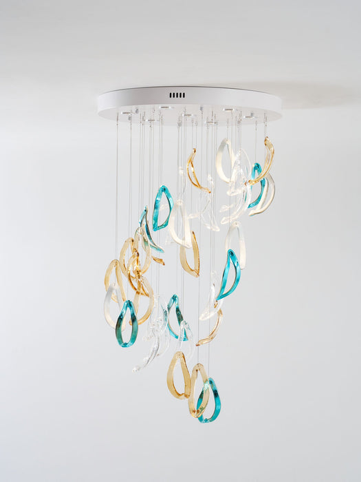 Aqua Ripple Glass Art Customize Chandelier - Vakkerlight