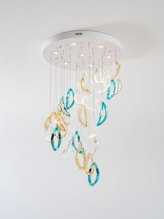 Aqua Ripple Glass Art Customize Chandelier - Vakkerlight