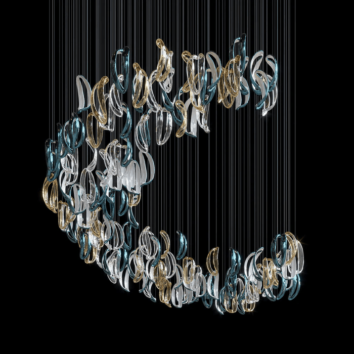 Aqua Ripple Glass Art Customize Chandelier