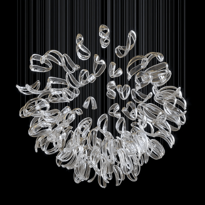 Aqua Ripple Glass Art Customize Chandelier