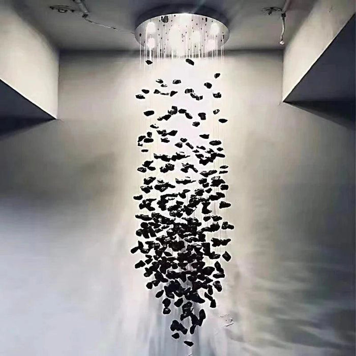Art Stone Crystal Chandelier For Entryway with High Ceiling - DWHOME