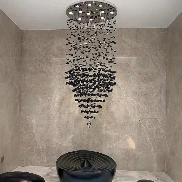 Art Stone Crystal Chandelier For Entryway with High Ceiling - DWHOME