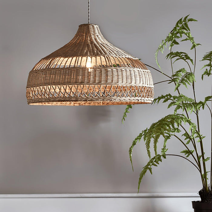 Artisanal Rattan Dome Pendant Lamp-DWHOME