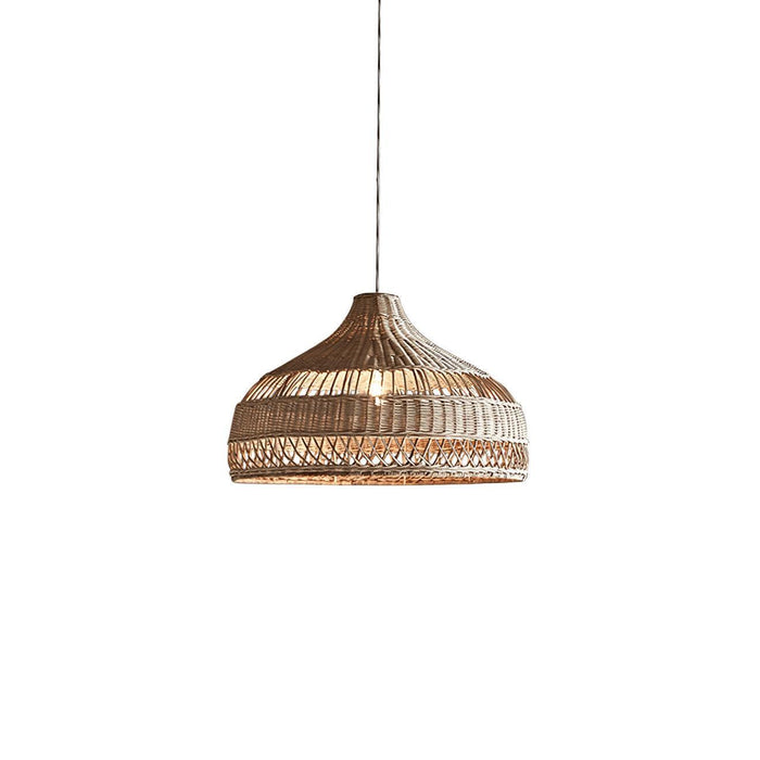 Artisanal Rattan Dome Pendant Lamp-DWHOME