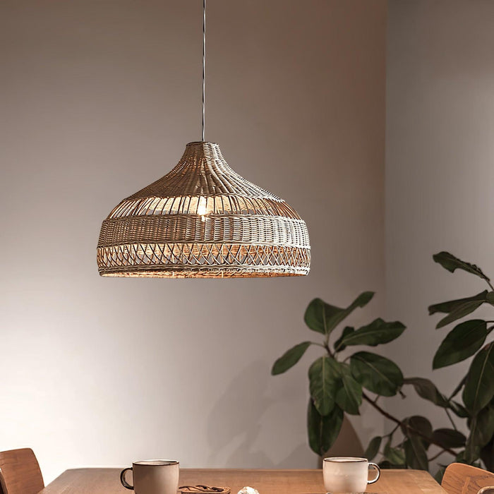 Artisanal Rattan Dome Pendant Lamp-DWHOME