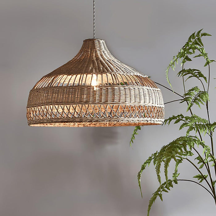 Artisanal Rattan Dome Pendant Lamp-DWHOME