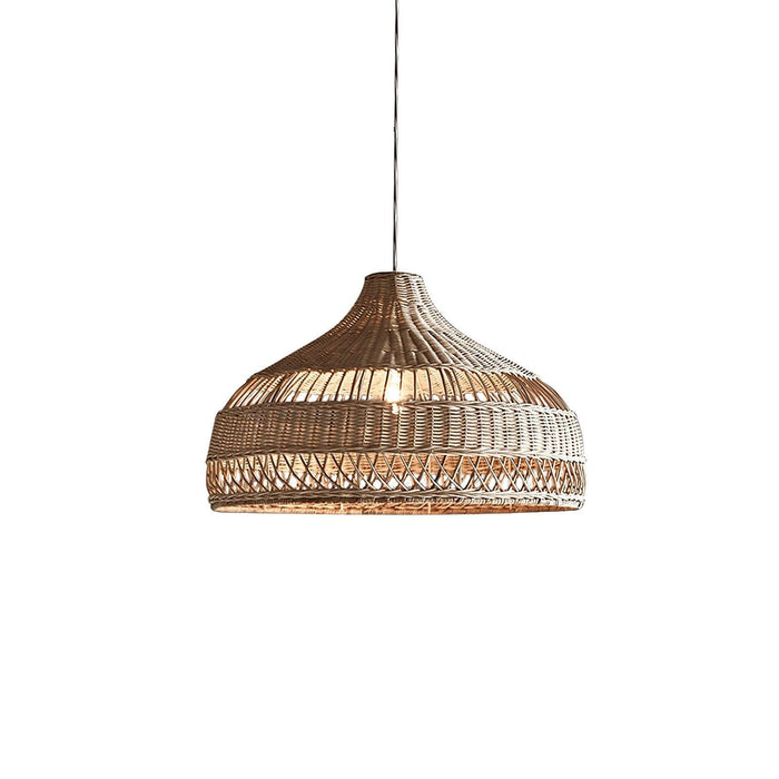 Artisanal Rattan Dome Pendant Lamp-DWHOME