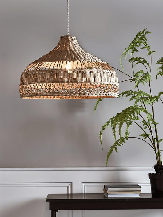 Artisanal Rattan Dome Pendant Lamp-DWHOME