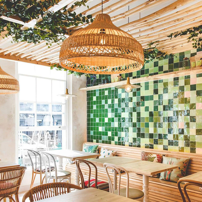 Artisanal Rattan Dome Pendant Lamp-DWHOME