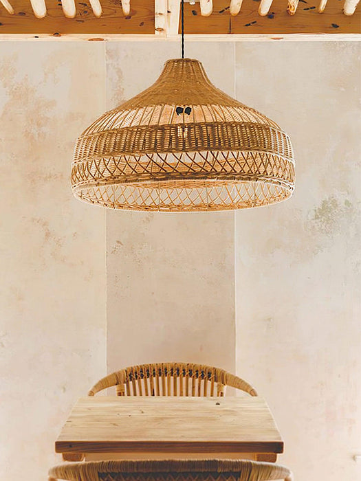 Artisanal Rattan Dome Pendant Lamp-DWHOME
