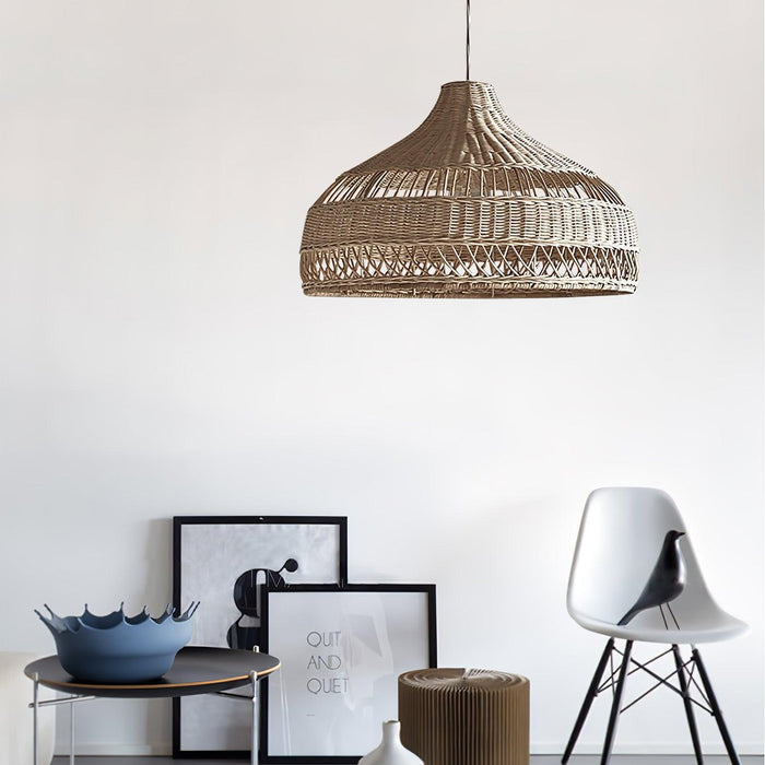 Artisanal Rattan Dome Pendant Lamp-DWHOME