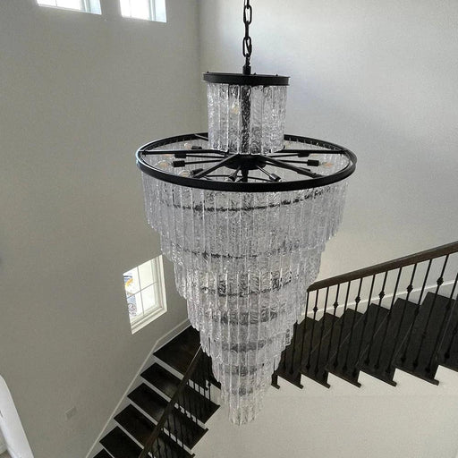 Assena Large Black high Ceiling Entryway Chandelier-DWHOME