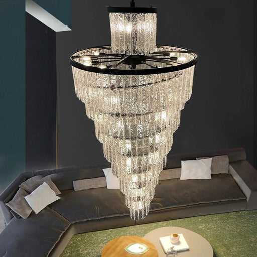 Assena Large Black high Ceiling Entryway Chandelier-DWHOME