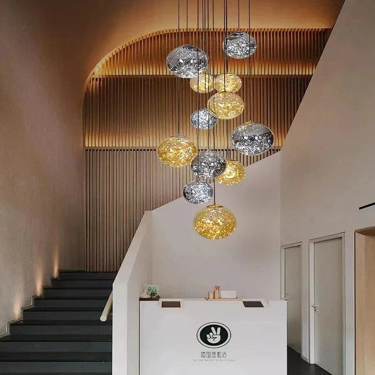 Ayla Bubble Art Contemporary Stairwell Chandelier | DWHOME
