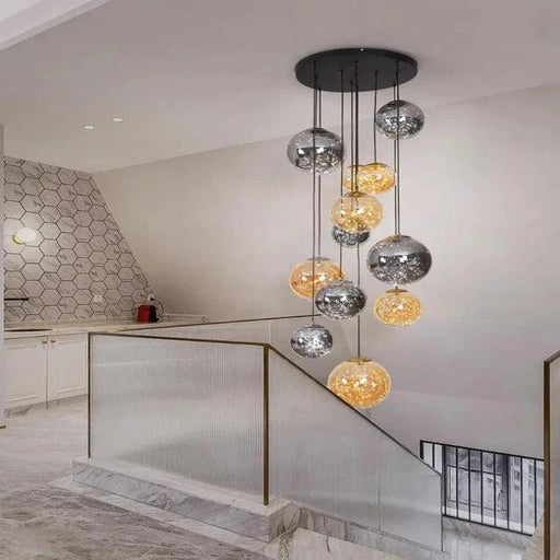 Ayla Bubble Art Contemporary Stairwell Chandelier-DWHOME