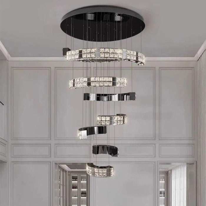Aysha Black Crystal High Ceiling Entryway Light Fixture - DWHOME