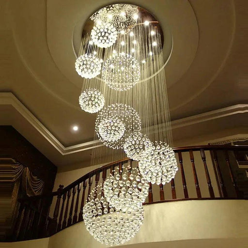 Ball Design Extra Large Crystal Chandelier for High Ceiling - DWHOME