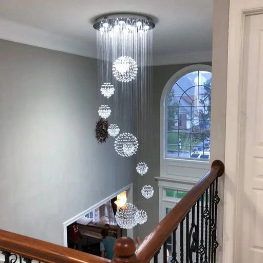 Ball Design Extra Large Crystal Chandelier for High Ceiling - DWHOME