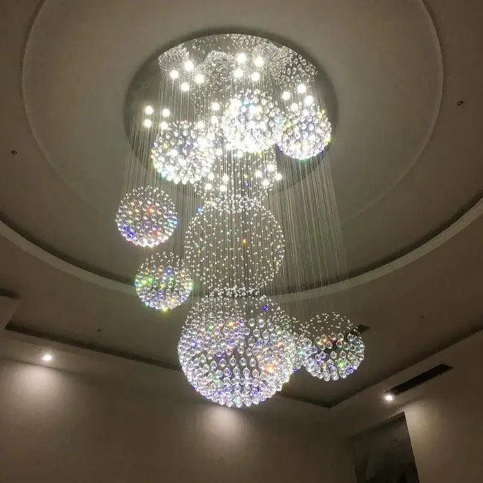 Ball Design Extra Large Crystal Chandelier for High Ceiling - DWHOME