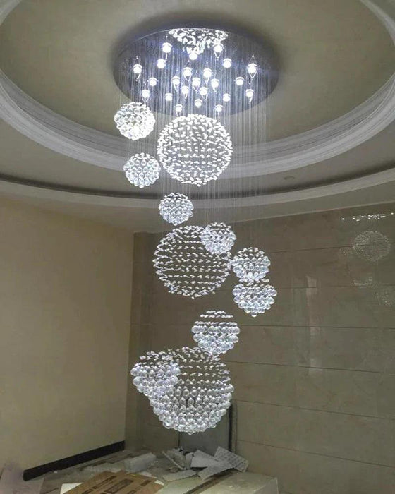 Ball Design Extra Large Crystal Chandelier for High Ceiling - DWHOME
