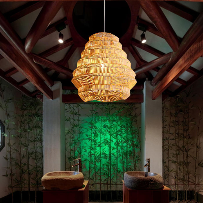 Bamboo Spiral Pendant Lamp-DWHOME