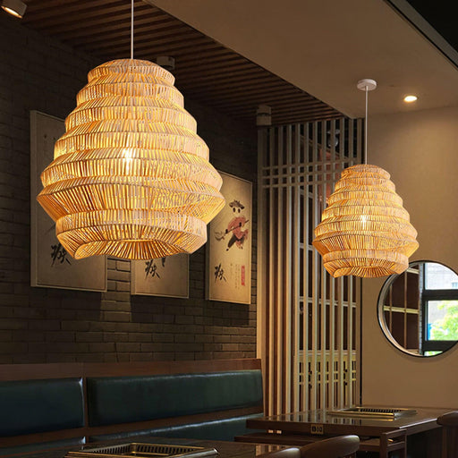 Bamboo Spiral Pendant Lamp-DWHOME