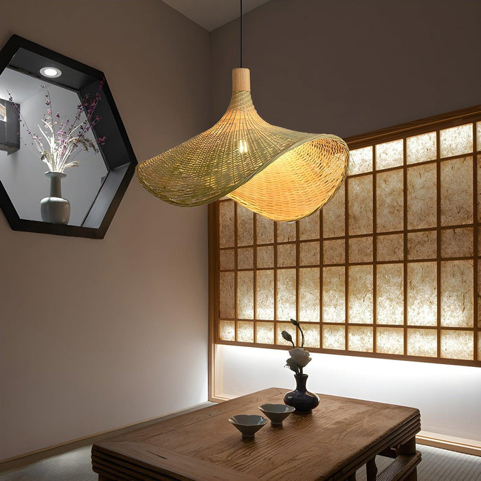 Rattan Weave Hat Pendant Light-DWHOME