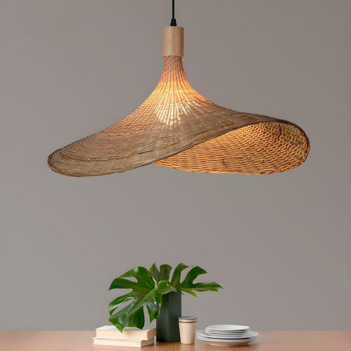 Rattan Weave Hat Pendant Light-DWHOME