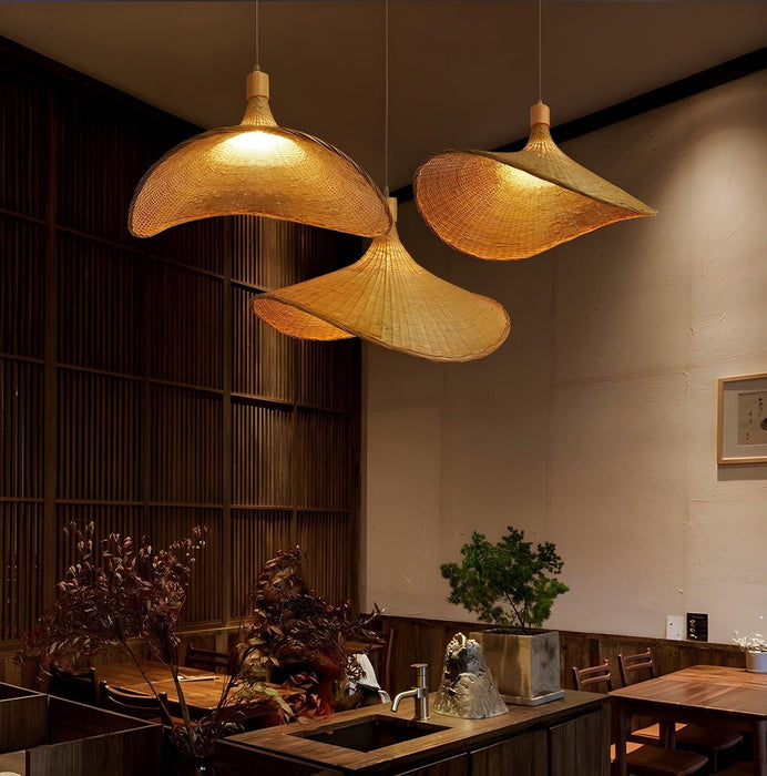 Rattan Weave Hat Pendant Light-DWHOME