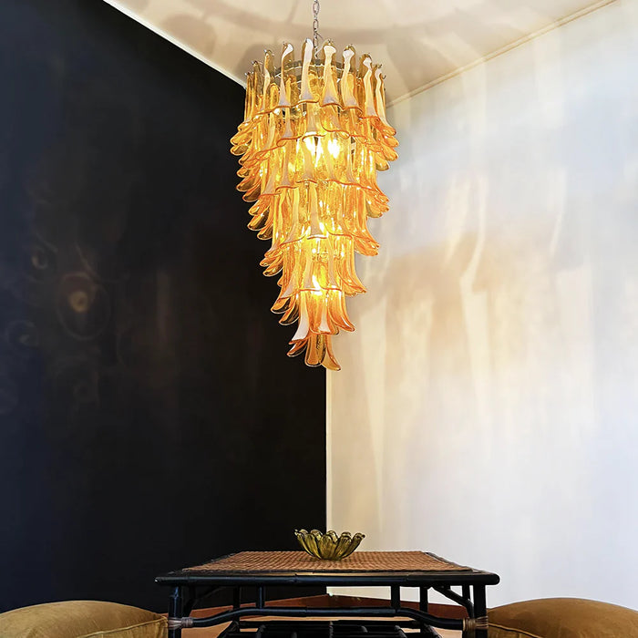 Petals Spiral Murano Amber Chandelier-DWHOME