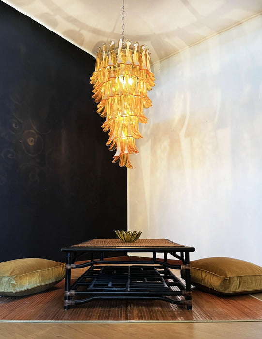 Petals Spiral Murano Amber Chandelier-DWHOME