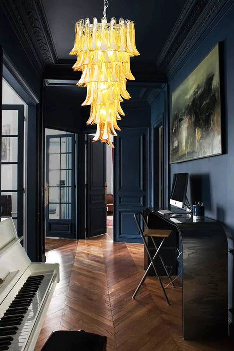 Petals Spiral Murano Amber Chandelier-DWHOME