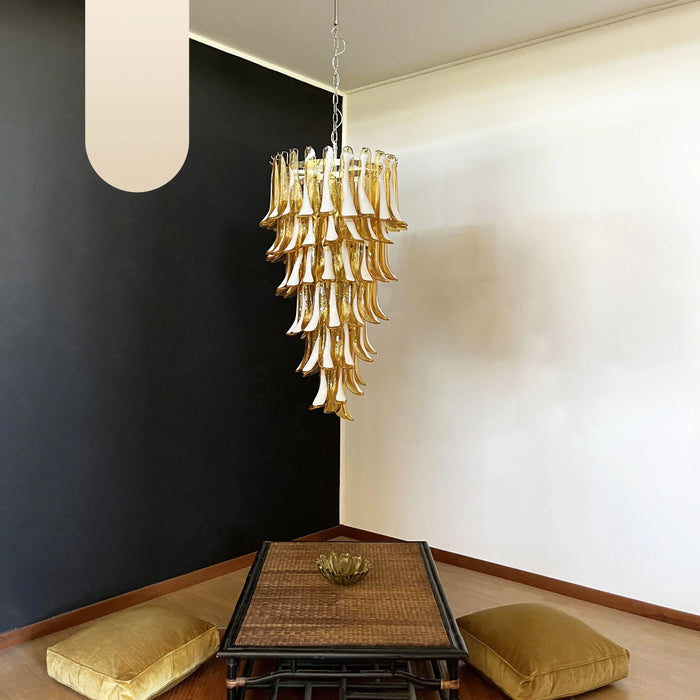 Petals Spiral Murano Amber Chandelier-DWHOME
